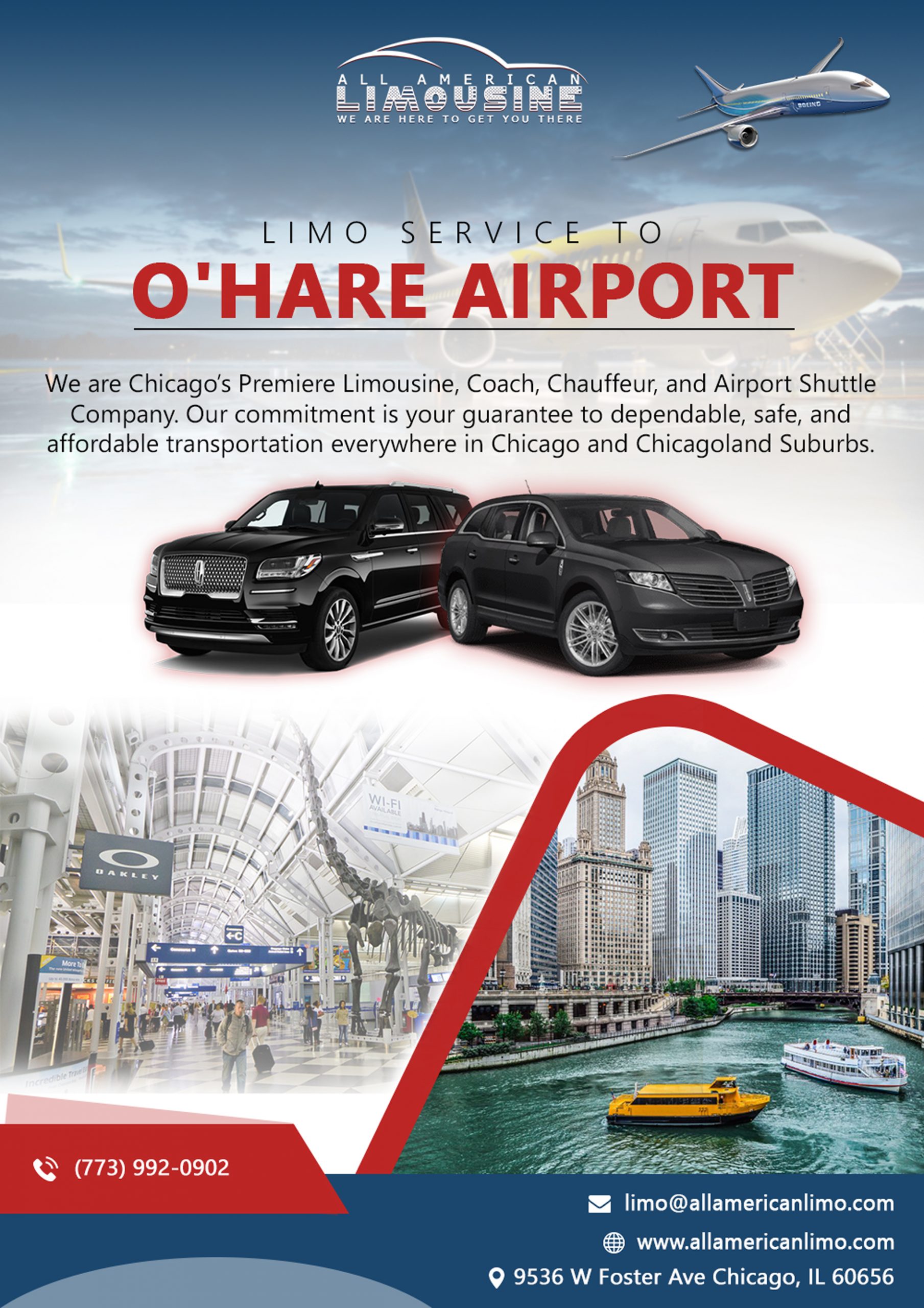 Limousine in Ohare, Limousine at Ohare, Limo Rides to Ohare Airport, Limo Service to O'Hare Airport, Chicago Airport Transportation Service | All American Limousine | Limousine Service to O'Hare